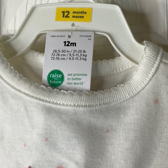 Carters - Easter Spring (Girls 12M) Bodysuit & Pink Tulle Skirt Set Bunny Rabbit - Picture 2 of 4